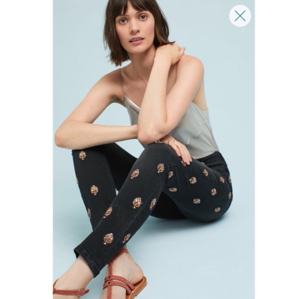 NWT Anthro pilcro script embellished jeans 26